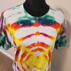 Tie dye boho style unisex T shirt size L. 100% soft cotton.